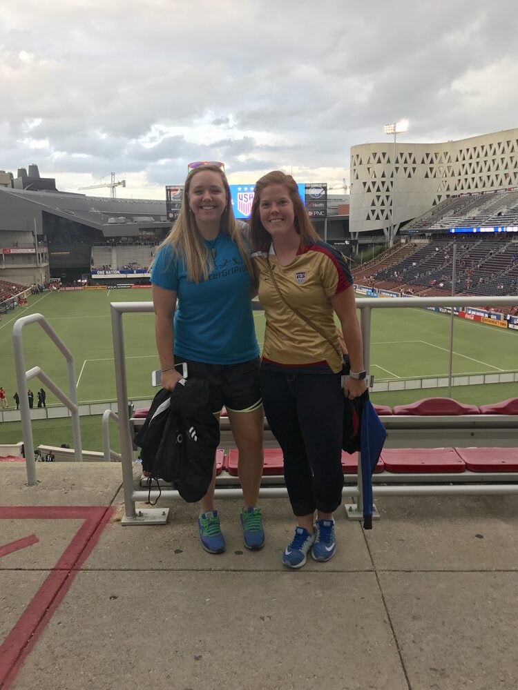 Evelyn and JoBeth at a US Women's National Team soccer game